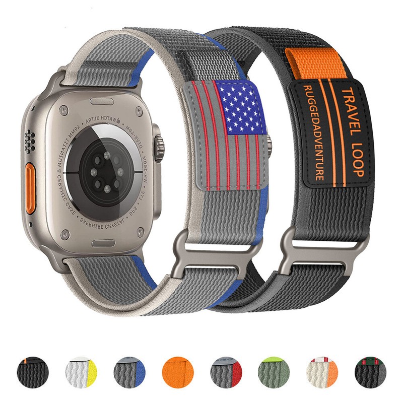 Nylon Travel Trail Loop Watch Band For Apple Watch Ultra 2 9/8/7/6/SE 38mm-49mm