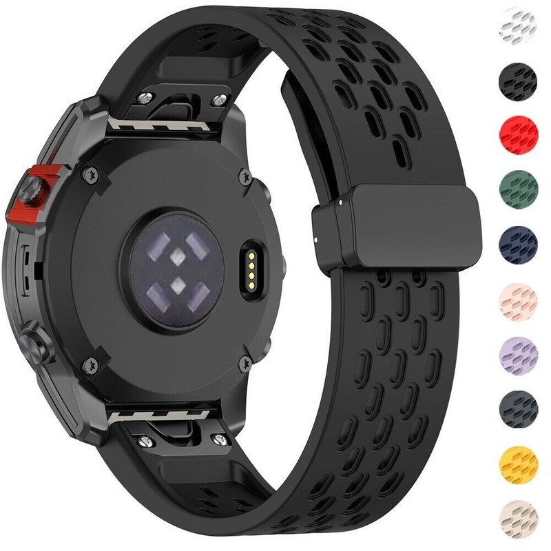 Quick Magnetic Silicone Strap Watch Band For Garmin Fenix 7X/7S/6 Pro/5S/5X Plus
