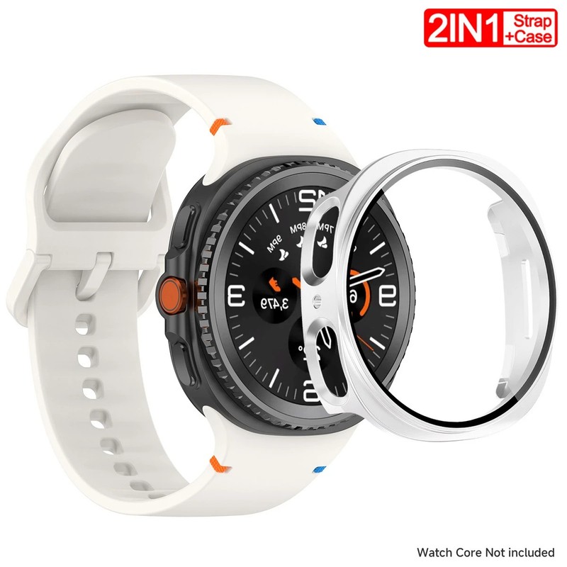 Silicone Watch Band Strap+PC Case+Glass For Samsung Galaxy watch 8 40mm 44mm