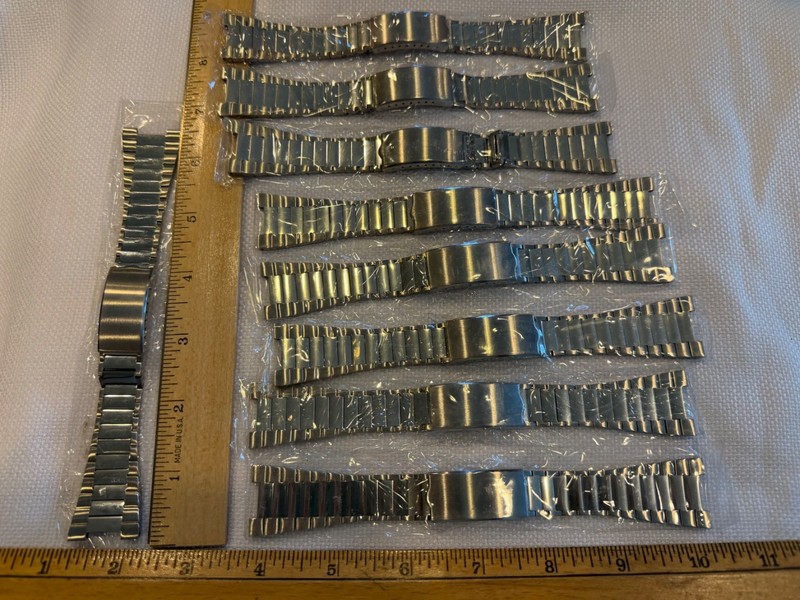 Vintage Lot of 9 100% Stainless Steel Hong Kong Link Watchband Band Geometric
