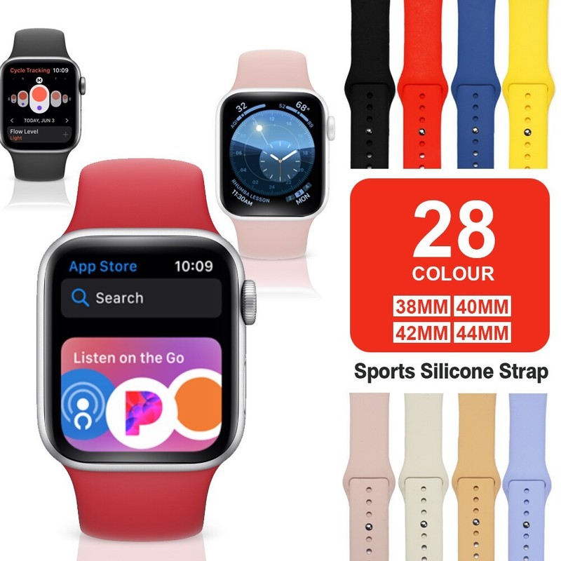 Silicone Band Strap for Apple Watch Series 1/2/3/4/5/6/SE Sports 38/40/42/44mm
