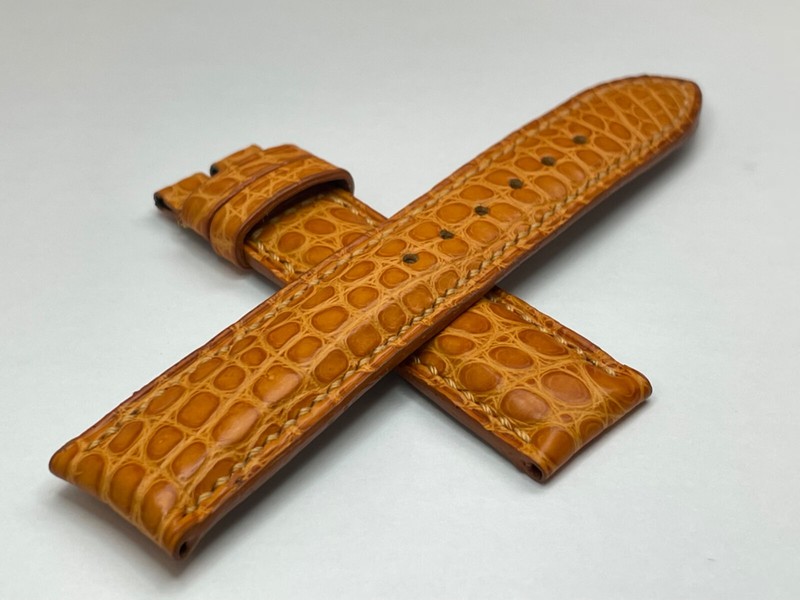 OEM Piaget Alligator Matte Light Orange 18mm Curved Ends Watch Strap No Buckle