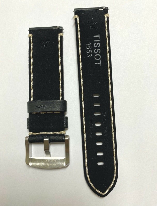 Original Tissot 22mm T116410A / T116617A Black Leather Watch Band Strap gallery
