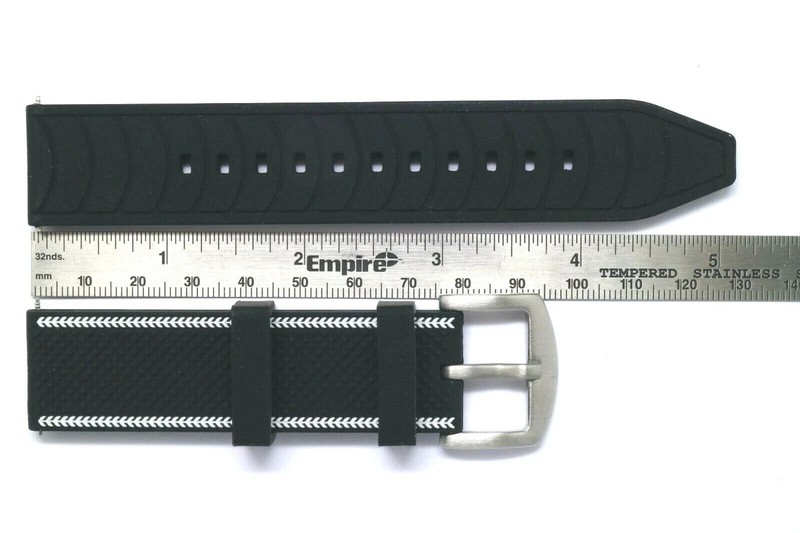 22mm Black/Blue Rubber Replacement Men Watch Band - Citizen Eco Drive 22 lug gallery