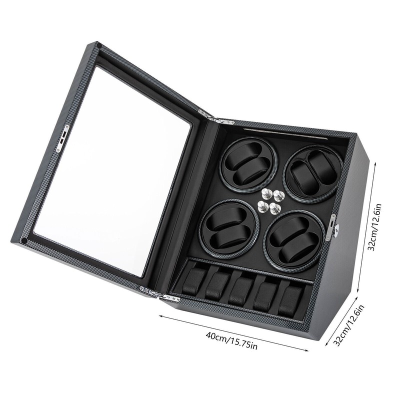 Watches Display Storage Case Automatic Rotation Watch Winder Box+LED Light NEW gallery