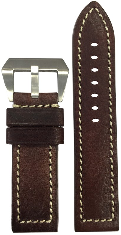 26mm XL Panatime Sheriff Vintage Leather Watch Band w White Stitch 26/26 135/85