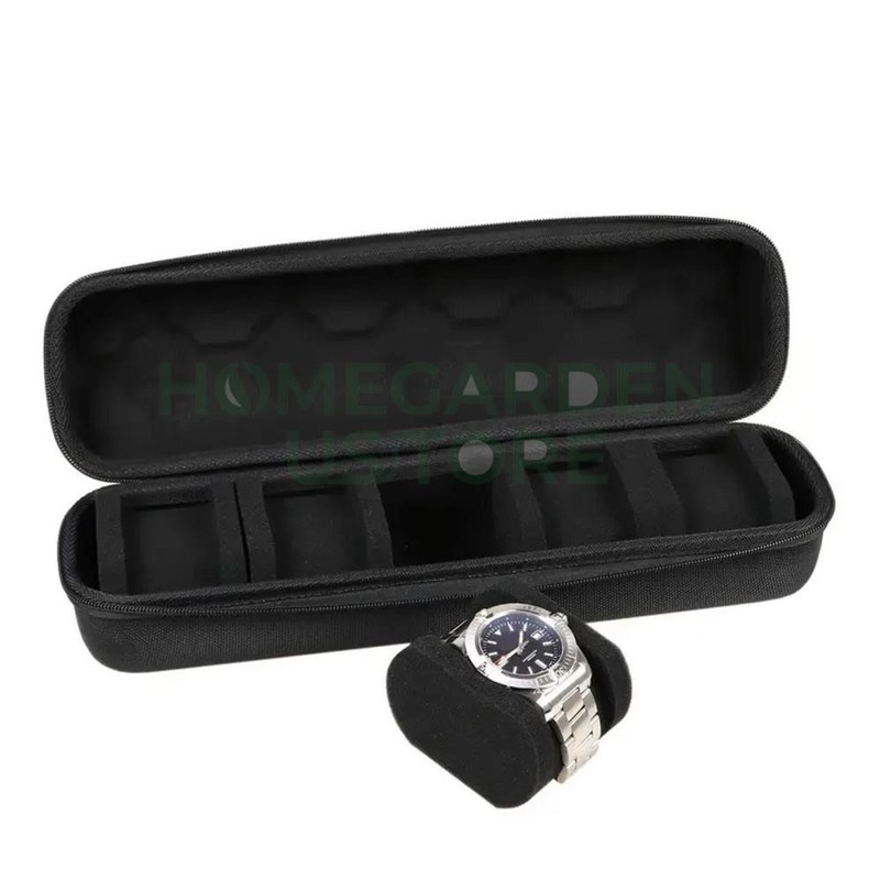 5-Compartment Portable Watch box - With Handle, Flip-Top Lid, and Soft Lining gallery