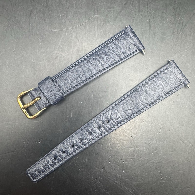 New Old Stock Navy Blue 17mm Rubber Diver Strap Band NOS Gold Clasp & Spring Brs
