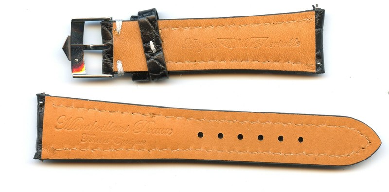 MB GENUINE BLACK ALLIGATOR STRAP 20mm 22mm 23MM 24MM, PRE TAG HEUER BUCKLE GOLD gallery