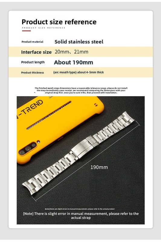 Solid Stainless Steel Watch Straps Mens Micro-adjustment Clasp 20 21mm for Rolex gallery