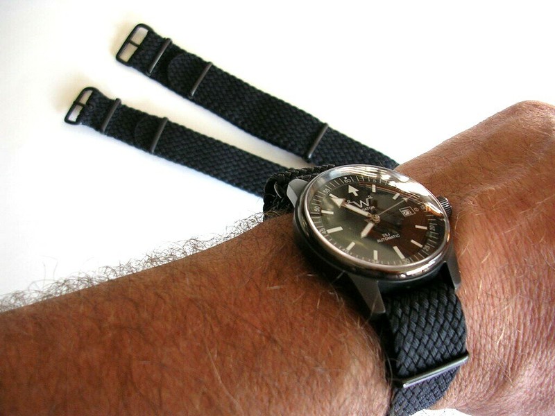 20mm Black PVD Braided NATO G10 ® Woven HD Nylon watch band RAF strap IW SUISSE gallery