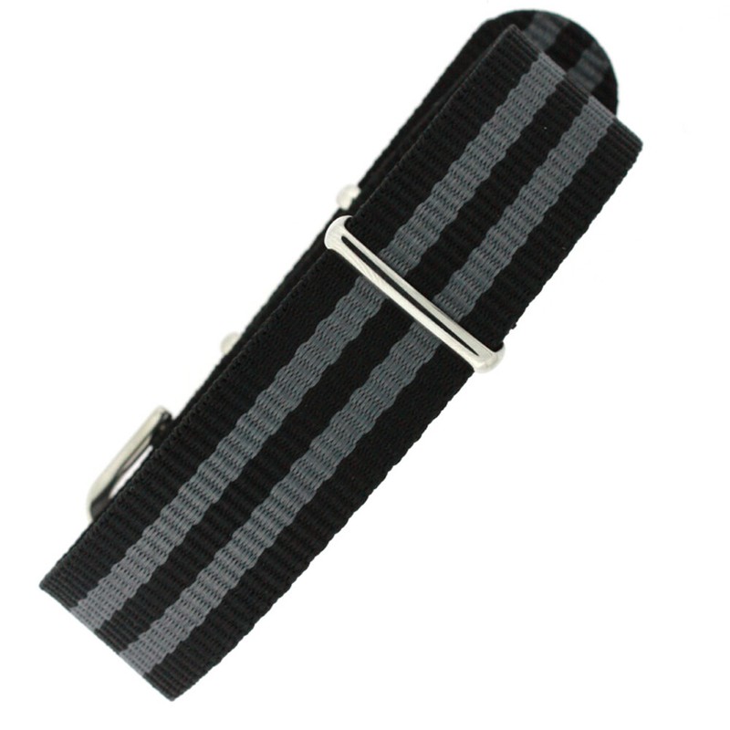 Nylon Watch Band One Piece Sport Grey Black Stripe 20mm 22m Weekender SIL BUCKLE gallery