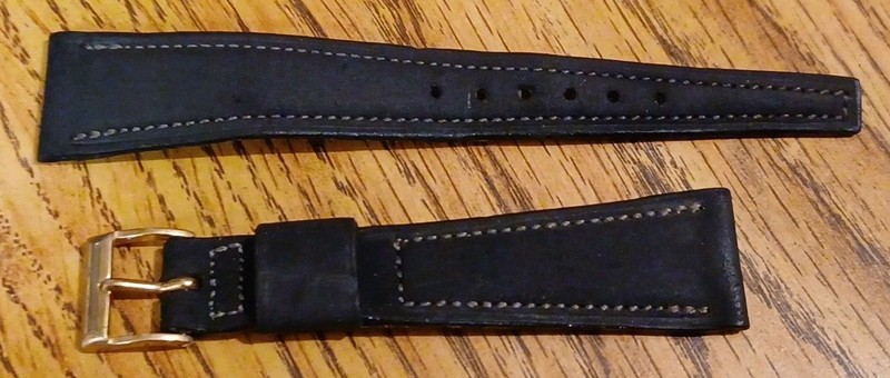 1950’s Black Elgin Nubuck Leather 18mm – 11/16″ Wrist Watch Band 2 Piece Vintage