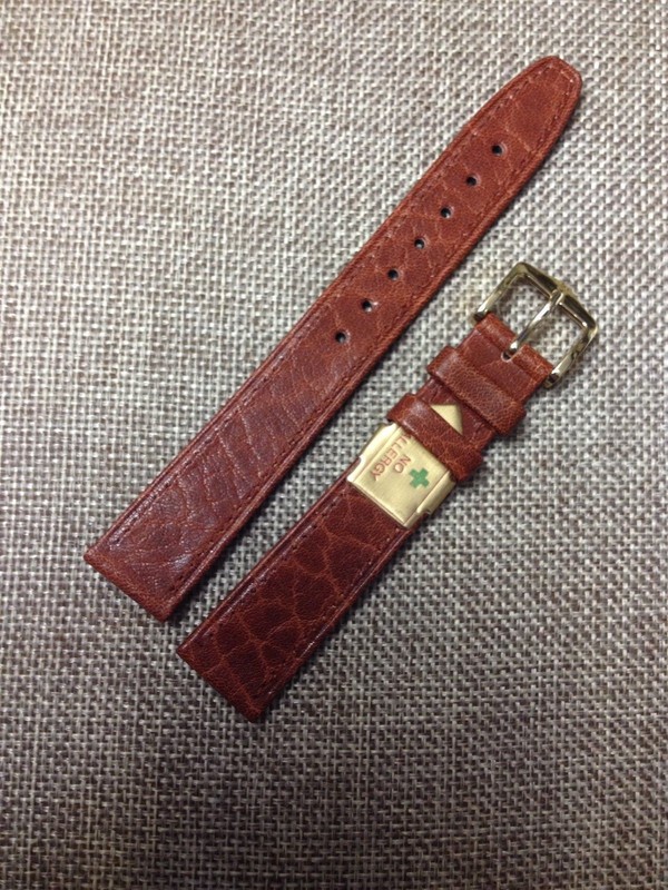 16mm BROWN VINTAGE STRAP HIGH QUALITY HIRSCH CAMELGRAIN WATCH BAND Gold Buckle gallery