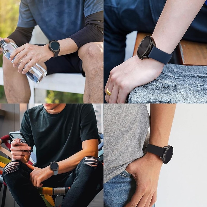 2 Pack Soft Silicone Bands Compatible with Amazfit Bip 3 Pro Watch Black/Gray gallery