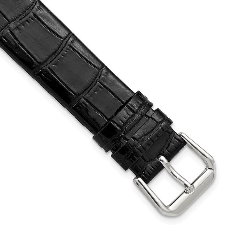 DeBeer 18mm Black Flat Alligator-Style Grain Leather Watch Band