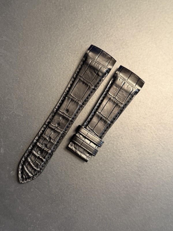 Genuine Zenith Handmade Alligator Leather Watch Band Strap Black 23mm 23-647