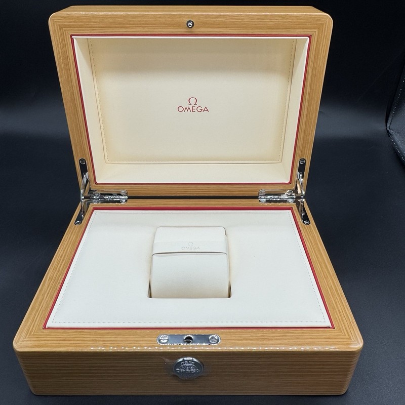 Omega Authentic Wooden Watch Box Empty Wood Grain Beige Unused Ships in 1 Day