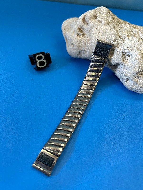 13mm VINTAGE FOSTER USA WOMEN’S KIDS SILVER STAINLESS STEEL STRETCH WATCH BAND