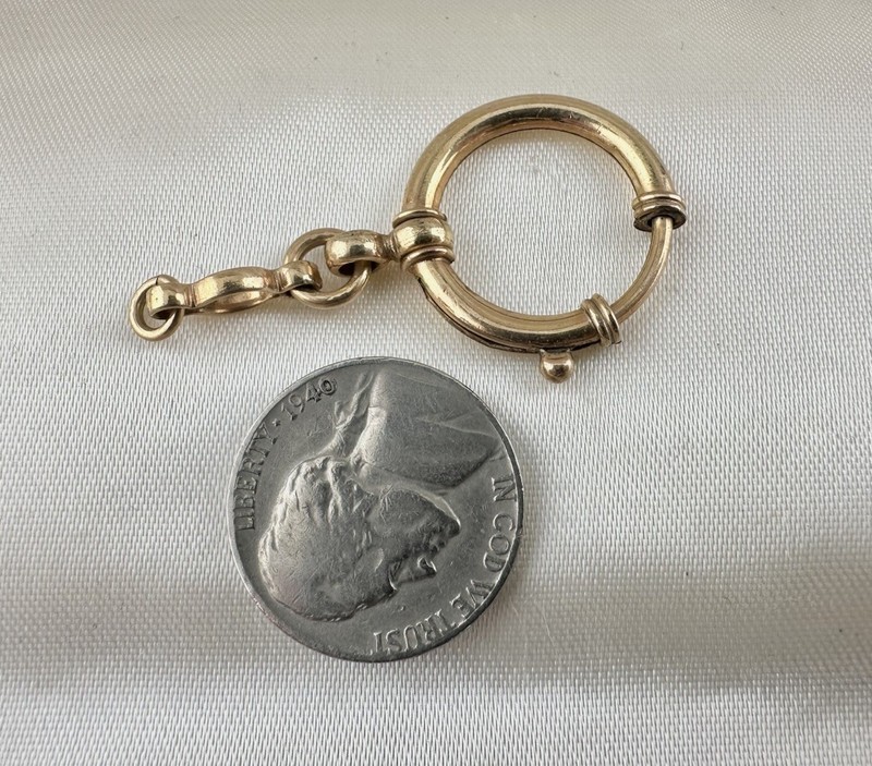 Antique Victorian XL Spring Ring Clasp Gold Filled Parts Pocket Watch Fob Read