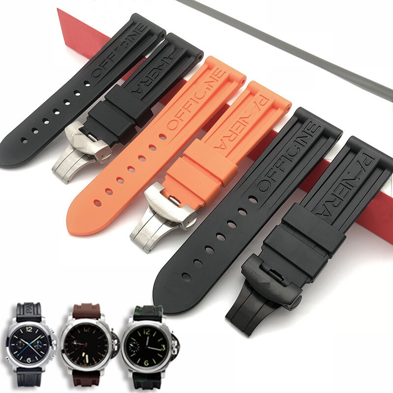 PANERAI WATCH 24/22MM BLACK RUBBER DIVE STRAP FOR CLASP BUCKLE MXE07XDG BLACK gallery
