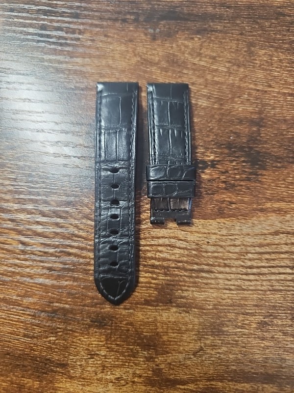 Panerai Watch 22mm OEM Black Alligator Strap for 20mm Deployment Buckle