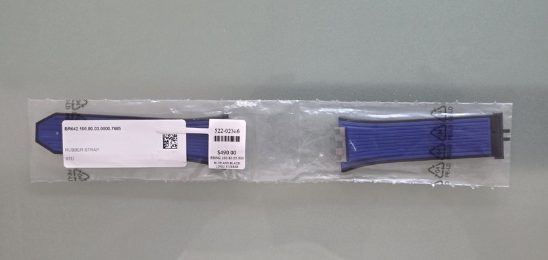GENUINE HUBLOT SPIRIT OF BIG BANG BLUE & BLACK LINED RUBBER WATCH STRAP NEW