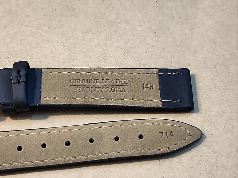 NOS Hadley Roma 14R Black Padded & Stitched Genuine Calfskin Watch Band gallery