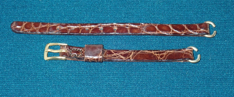 Vintage Womens Brown Alligator Leather Wristwatch Band #154