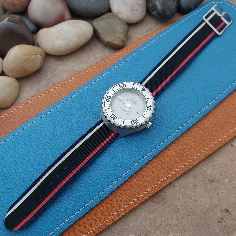 Vintage 18mm Striped Nylon Unused Classic Single Pass 1960s Unused Watch Strap gallery