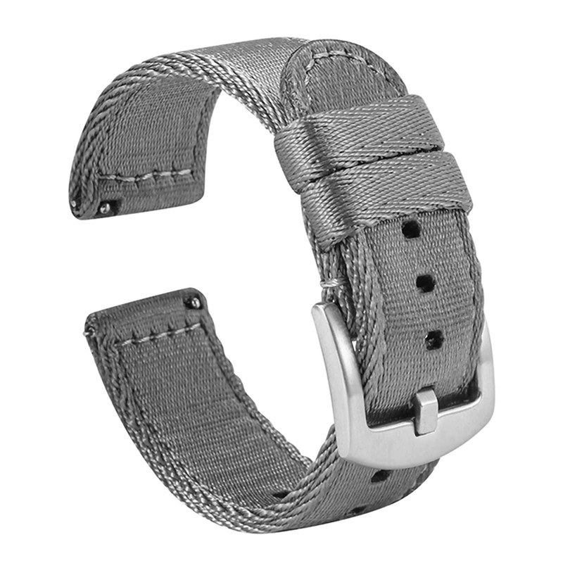 WOUKUP Military Quick Release Nylon Watch Bands 18MM, Grey & Silver Buckle