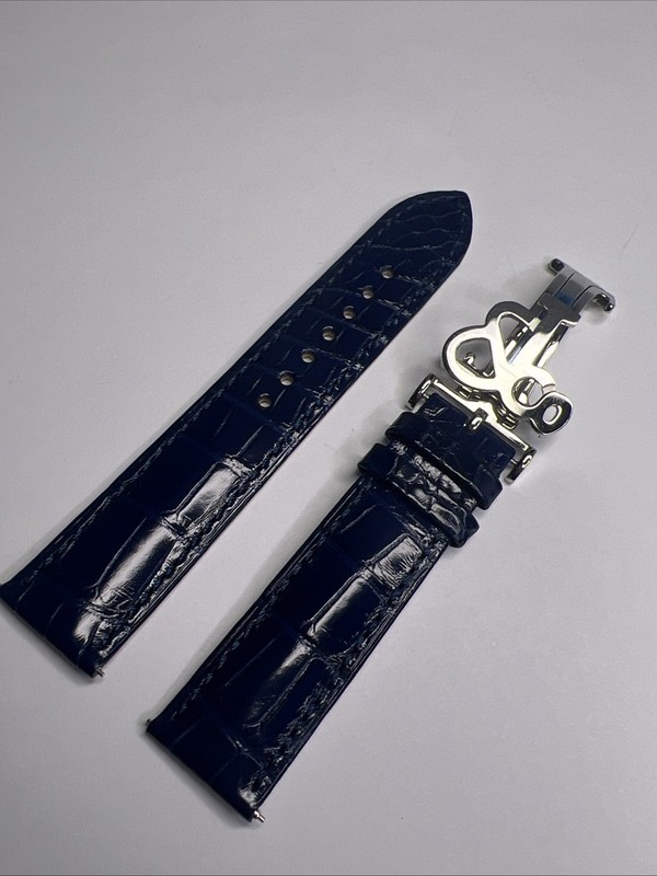 Jacob & Co Geneve 20mm Blue Leather Strap Band & 18mm Steel Deployant Clasp