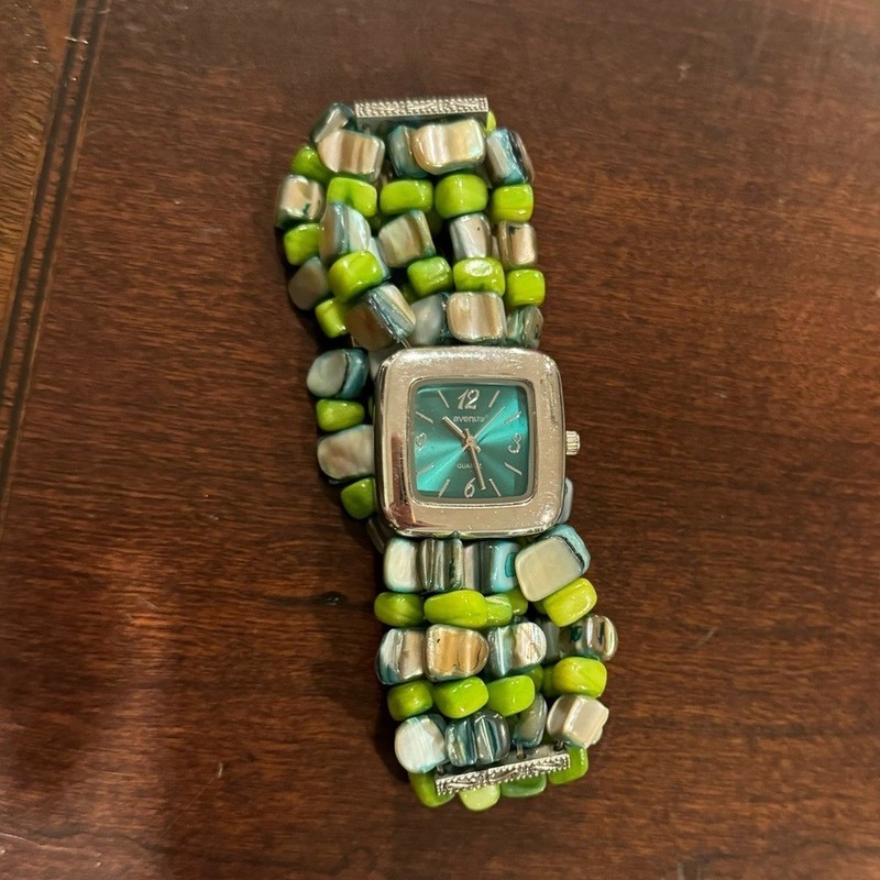 Avenue Plus Size Watch Stone Beaded Bracelet 2000s Y2k Multi Strand Stretchy VTG gallery