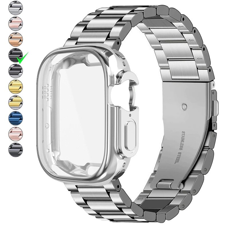 For Apple Watch Ultra 2 Series 9 8 7 6 5 4 3 2SE 38mm-49mm Metal Strap Band Case gallery