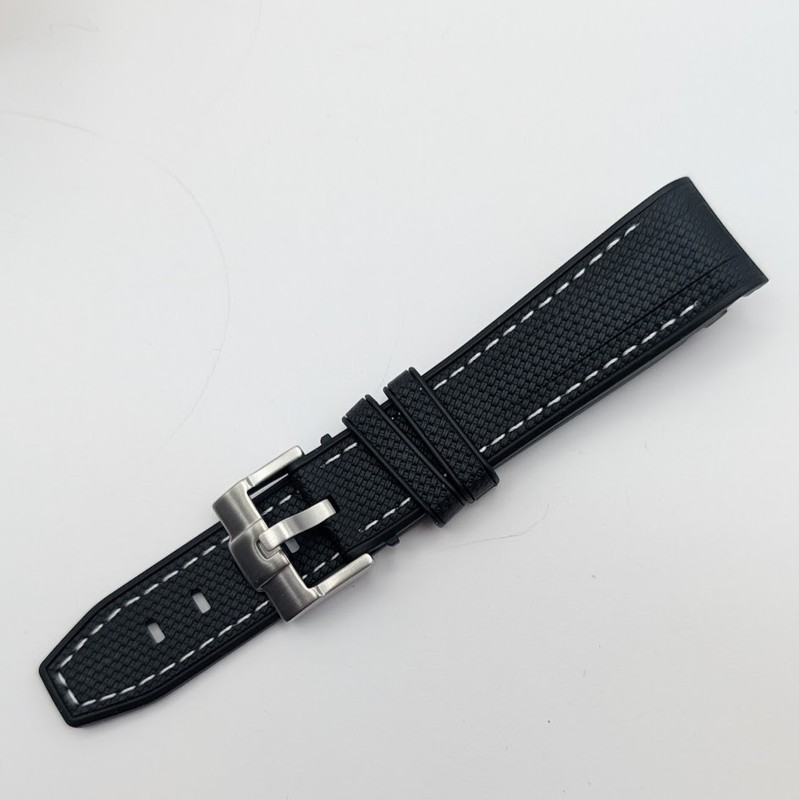 Black / Gray 20mm Silicone Rubber Curved End Watch Strap Band For Omega Rolex