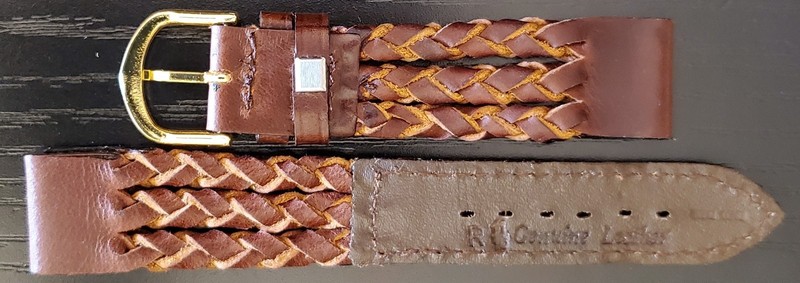 Vintage NOS 1970s 18.4mm Brown Triple Braid Genuine Leather Watch Band gallery