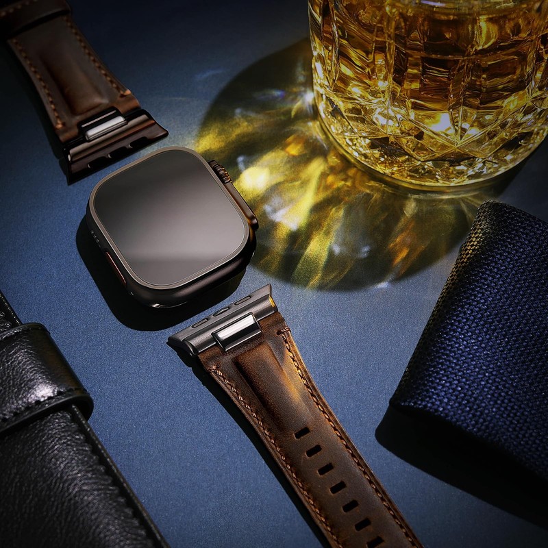 Leather Band for Apple Watch Ultra 3/Ultra 2 Bands 49mm 46mm 45mm 44mm, Top G... gallery