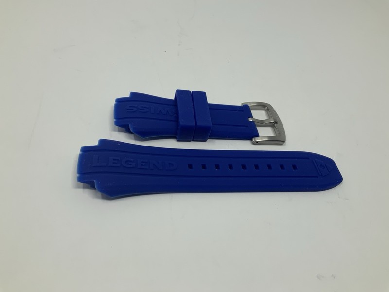 NOS Swiss Legend Neptune Blue Rubber Strap with Brushed steel buckle 19mm