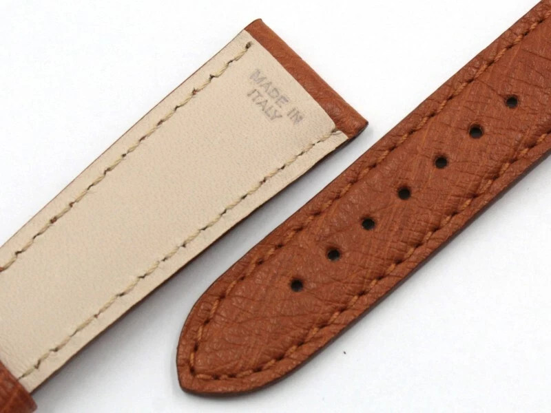 Genuine Leather Ostrich Brown Gold Strap 20/16mm Handcrafted Parts Watches gallery