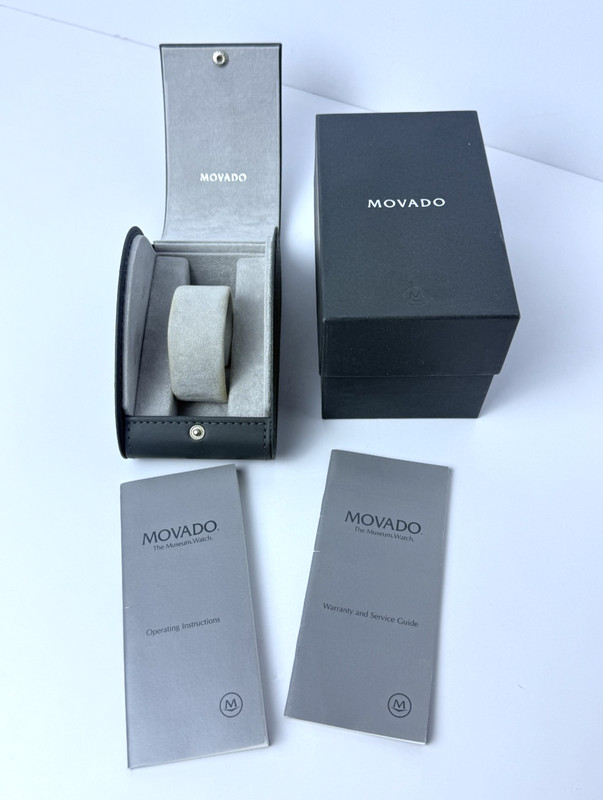 Vtg Movado Museum Watch Case, Box, Papers (Watch Not Included)
