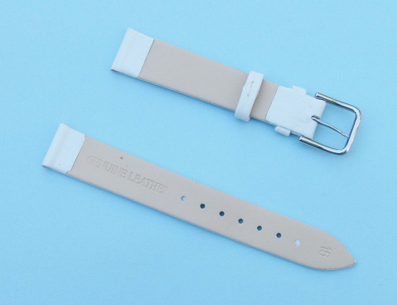 16mm Quality Genuine Leather White Watch Band - Size Regular gallery