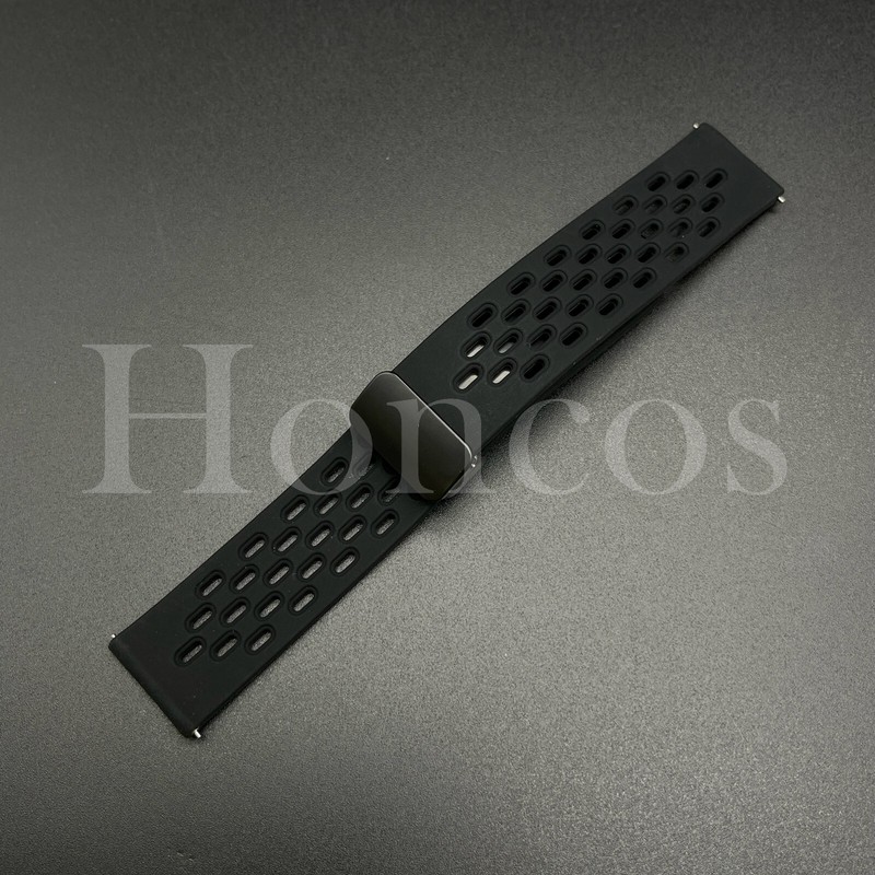 22MM Black Rubber Magnetic Watch Strap Fits For Blancpain X Swatch Pacific Ocean