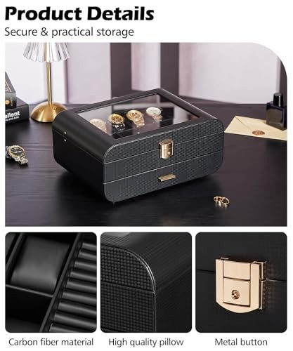 Watch Box Large for Men: Watch Organizer for Home - Lockable Display Storage gallery