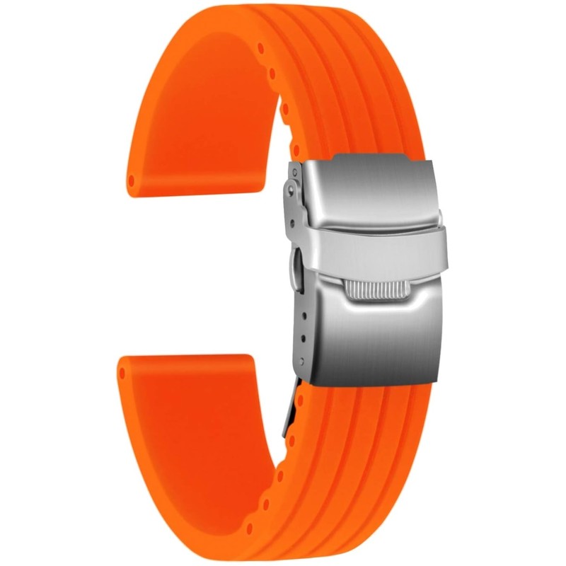 Waterproof Rubber Watch Strap – Stainless Steel Buckle