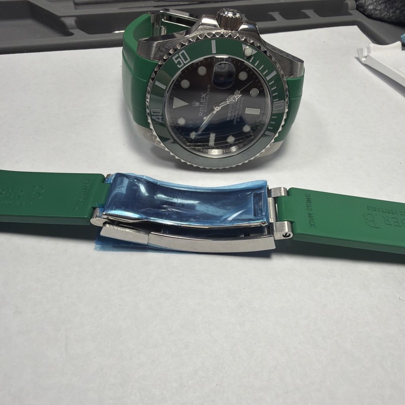 20mm Rubber Two-Piece Strap Set for Rolex Submariner S10A glide lock clasp 70/60 gallery