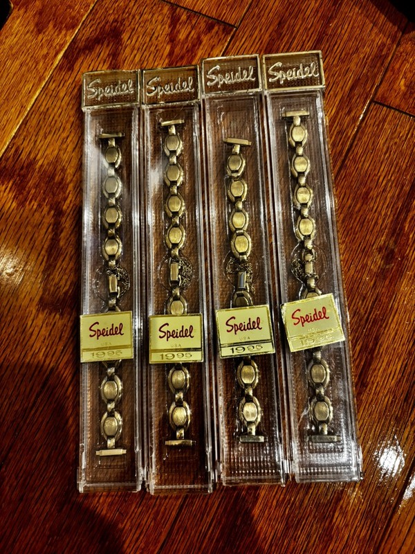 4 Vtg Speidel Watchbands New Old Stock Ladies Twist-o-flex Gold Tone In Box USA