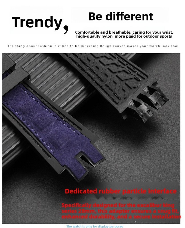 Matte Suede Genuine Leather Silicone Base Watch Strap for Roger Dubuis EXCALIBUR gallery