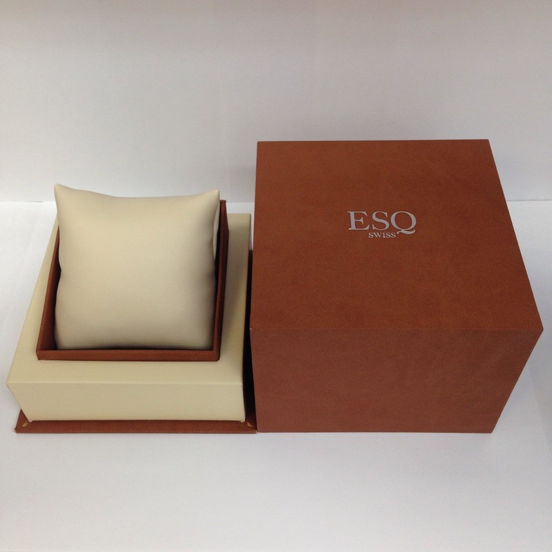 Authentic ESQ BY MOVADO SWISS Brown WATCH BOX Jewelry Storage Case gallery