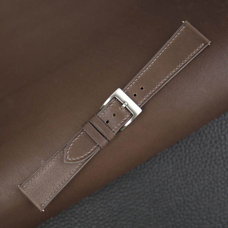 Calfskin Dark Brown Barenia Leather Watch Strap Band 18mm 20mm 22mm gallery