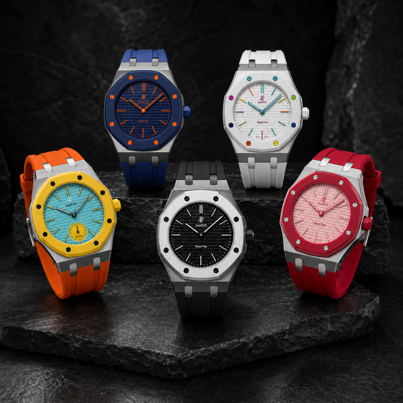 Stainless Steel Case Silicone Strap Mod Kit for ROYALPOP SWATCH xAP Pocket Watch gallery